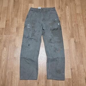 Vintage Carhartt B136 MOS Double Knee Carpenter Pants 33x32 Moss Distressed